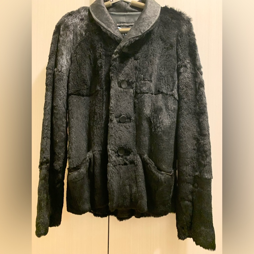 Oliver Theyskens   Vintage Natural black shearling fitted jacket . Made in Italy